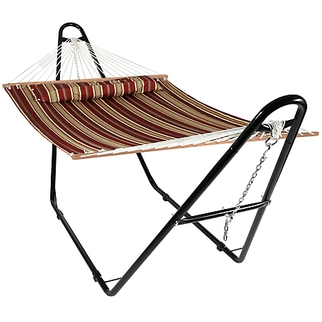 Sunnydaze Decor 10 ft. Quilted Outdoor Hammock with Universal Stand