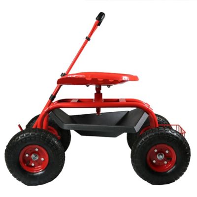 Sunnydaze Decor Rolling Garden Cart with Extendable Steering Handle, Swivel Seat and Basket, 330 lb. Capacity, Red Love my garden cart!