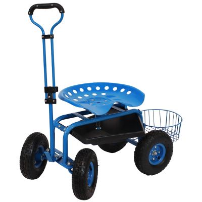 Sunnydaze Decor 225 lb. Capacity Rolling Garden Cart with Extendable Steering Handle, 40 x 18 x 22 in. We have several large flower gardens, this cart with the adjustable seat is perfect for long days!