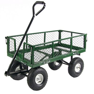 Sunnydaze Decor Utility Cart with Removable Folding Sides, 400 lb. Capacity, Green