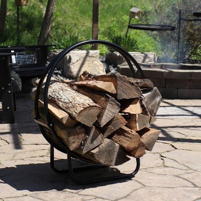 Image showing  24 in. Steel Round Fire Pit or Fireplace Firewood Log Hoop Rack Holder, Black