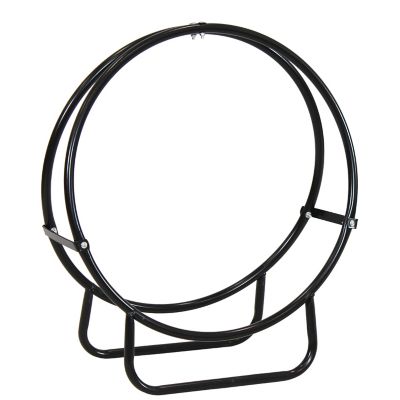 Image showing  24 in. Steel Round Fire Pit or Fireplace Firewood Log Hoop Rack Holder, Black