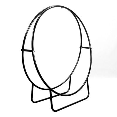 Image showing  24 in. Steel Round Fire Pit or Fireplace Firewood Log Hoop Rack Holder, Black