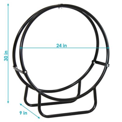 Image showing  24 in. Steel Round Fire Pit or Fireplace Firewood Log Hoop Rack Holder, Black