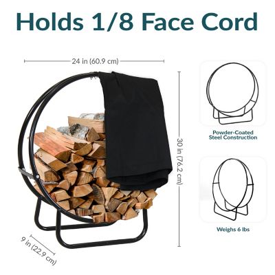 Image showing  26 in. Tubular Steel Firewood Log Hoop Rack with Black PVC Cover