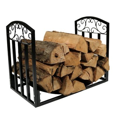 Sunnydaze Decor 2 ft. Heavy-Duty Powder-Coat Steel Fire Pit or Fireplace Firewood Log Rack Holder, Black