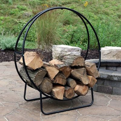 Image showing  48 in. Steel Round Fire Pit or Fireplace Firewood Log Hoop Rack Holder, Black