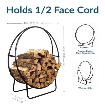 Image showing  48 in. Steel Round Fire Pit or Fireplace Firewood Log Hoop Rack Holder, Black