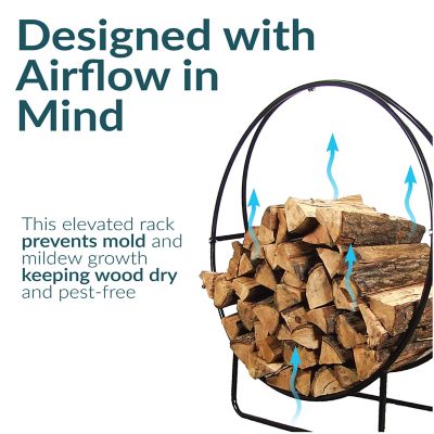 Image showing 5 th Sunnydaze Decor 48 in. Steel Round Fire Pit or Fireplace Firewood Log Hoop Rack Holder, Black