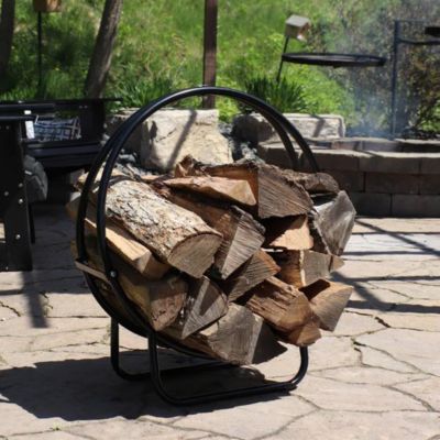 Image showing 8 th Sunnydaze Decor 48 in. Steel Round Fire Pit or Fireplace Firewood Log Hoop Rack Holder, Black