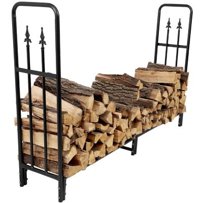 Sunnydaze Decor 6 ft. Powder-Coat Steel Fire Pit or Fireplace Firewood Log Rack Holder, Black