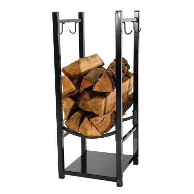 Sunnydaze Decor Indoor/Outdoor Tall Firewood Log Rack with Tool Holders, 13 in. x 13 in. x 32 in.