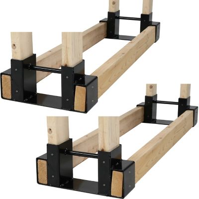 Sunnydaze Decor Adjustable Length Powder-Coat Steel Fire Pit or Fireplace Firewood Log Bracket Kit, Black, 2 pc.