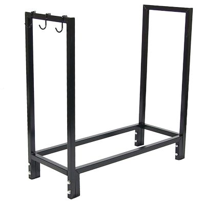 Image showing  30 in. Outdoor Steel Firewood Log Rack Holder with Weather-Resistant Heavy-Duty Polyester Log Rack Cover, Black