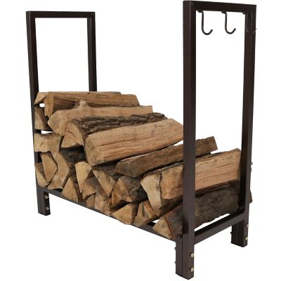 Sunnydaze Decor 30 in. Powder-Coat Steel Fire Pit or Fireplace Firewood Log Rack Holder, Bronze