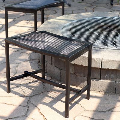 Image showing  23 in. Outdoor Lightweight and Portable Metal Patio Side End Tables or Backless Bench Seats, Mesh Top, 2-Pack