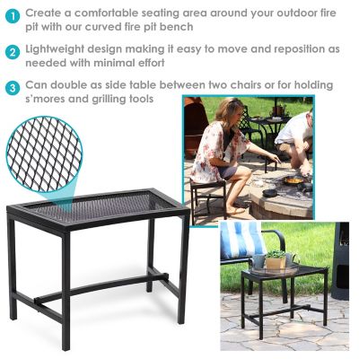 Image showing  23 in. Outdoor Lightweight and Portable Metal Patio Side End Tables or Backless Bench Seats, Mesh Top, 4-Pack