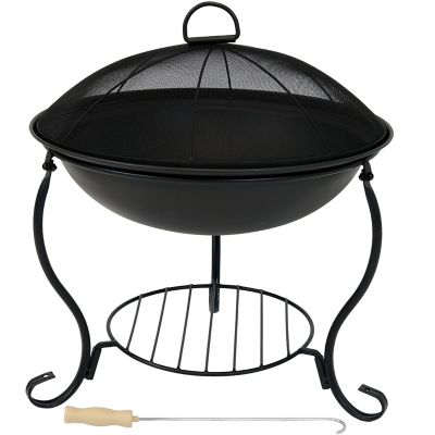 Sunnydaze Decor 18 in. Outdoor Raised Fire Pit with Spark Screen and Stand