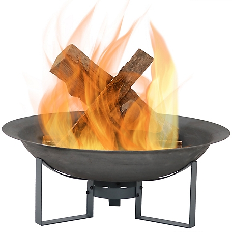 Sunnydaze Decor 24 in. Modern Rustic Fire Pit Bowl with Stand