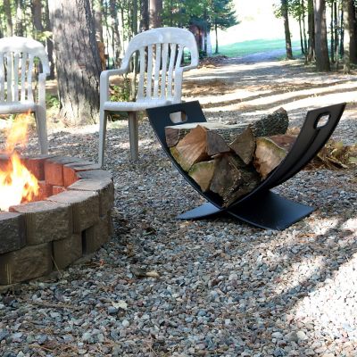 Image showing  30 in. Small Powder-Coat Steel Outdoor Firewood Log Rack, Black