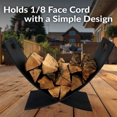 Image showing  30 in. Small Powder-Coat Steel Outdoor Firewood Log Rack, Black