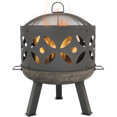 Sunnydaze Decor 26 in. Retro Cast-Iron Outdoor Fire Pit with Spark Screen