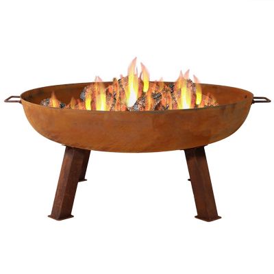 Sunnydaze Decor 34 in. Large Cast-Iron Wood-Burning Fire Pit, Rust Rustic Cast Iron Fire Pit Bowl
