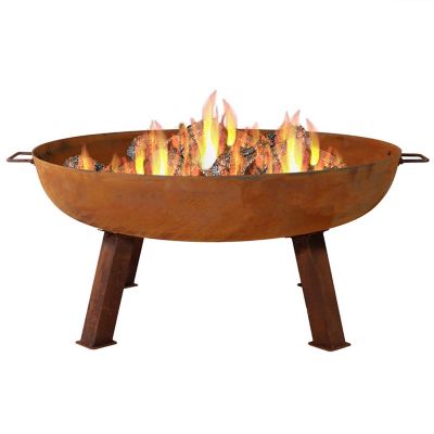Sunnydaze Decor 34 in. Large Cast Iron Wood-Burning Fire Pit, Rust