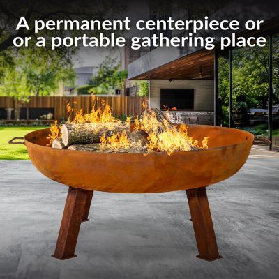 Image showing  34 in. Large Cast Iron Wood-Burning Fire Pit, Rust