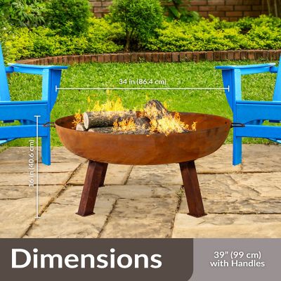 Image showing  34 in. Large Cast Iron Wood-Burning Fire Pit, Rust