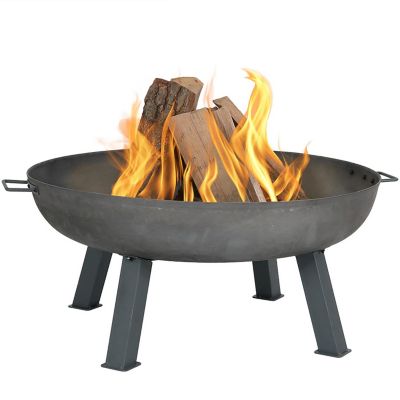Sunnydaze Decor 34 in. Outdoor Camping or Backyard Round Cast Iron Rustic Wood-Burning Fire Pit Bowl with Handles, Steel Finish