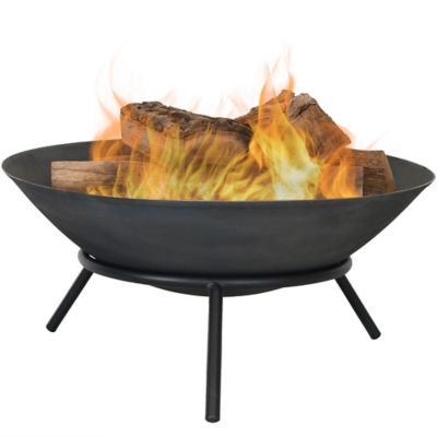 Sunnydaze Decor Outdoor Camping or Backyard Cast Iron Round Rustic Raised Fire Pit Bowl with Steel Finish on Stand - 22 in.