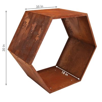 Image showing  30 in. Hexagon Rustic Honeycomb Steel Log Rack
