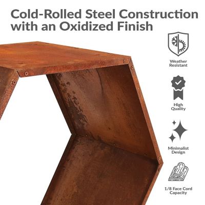 Image showing  Heavy-Duty Steel Hexagon Honeycomb Firewood Log Rack Holder - 30 in. - Oxidized Rust Finish - 3 pk.