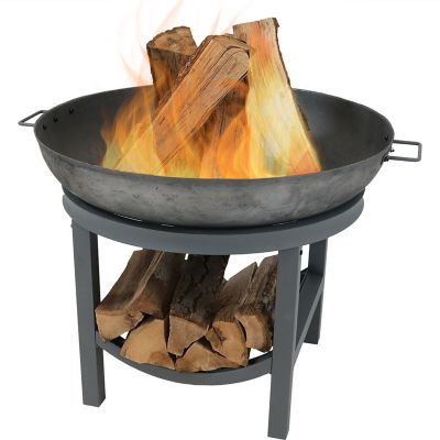 Sunnydaze Decor 30 in. Cast-Iron Fire Pit with Built-In Log Rack