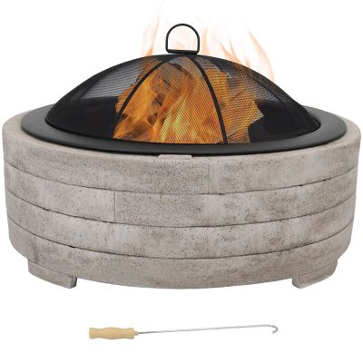 Sunnydaze Decor 35 In Large Faux Stone Wood Burning Fire Pit Ring With Spark Screen Rcm Lg840 At Tractor Supply Co