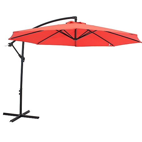 Sunnydaze Decor 9.5 ft. Offset Outdoor Patio Umbrella with Crank, Steel, Waterproof Polyester