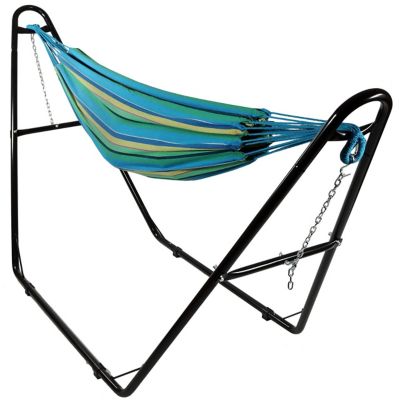 Sunnydaze Decor Large Two-Person Double Brazilian Hammock with Universal Stand - 450 lb Weight Capacity - Sea Grass