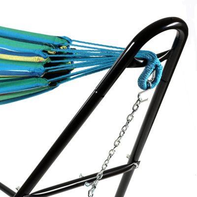 Image showing  Large Two-Person Double Brazilian Hammock with Universal Stand - 450 lb Weight Capacity - Sea Grass