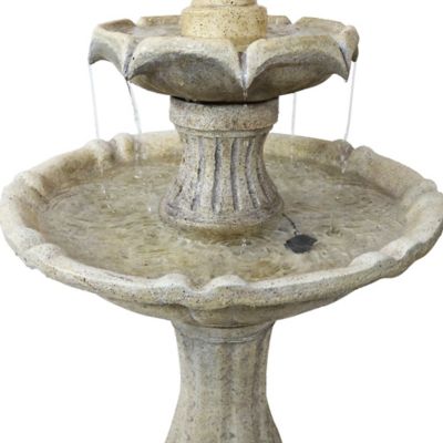 Image showing 5 th Sunnydaze Decor 45 in. 2-Tier Outdoor Solar Polyresin Arcade Water Fountain, Battery Backup, LED Light, Earth Finish