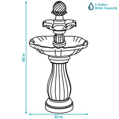 Image showing  45 in. 2-Tier Outdoor Solar Powered Polyresin Arcade Water Fountain, Battery Backup, LED Light, White
