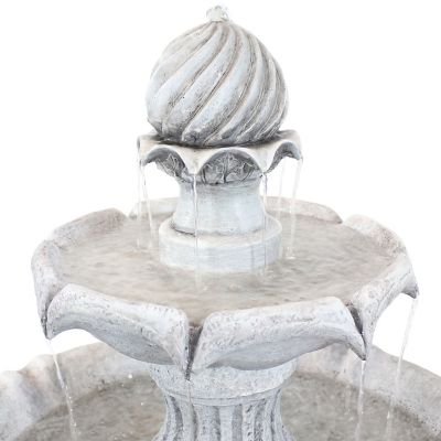 Image showing 5 th Sunnydaze Decor 45 in. 2-Tier Outdoor Solar Powered Polyresin Arcade Water Fountain, Battery Backup, LED Light, White