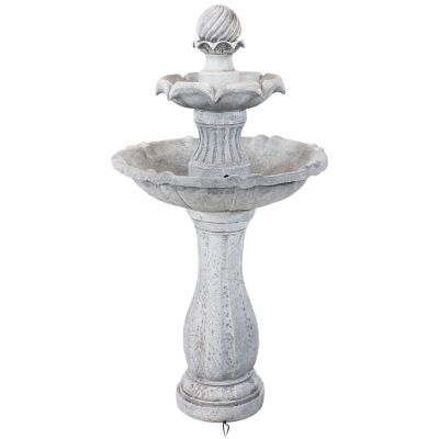 Image showing 6 th Sunnydaze Decor 45 in. 2-Tier Outdoor Solar Powered Polyresin Arcade Water Fountain, Battery Backup, LED Light, White