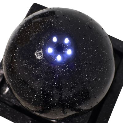 Image showing 5 th Sunnydaze Decor Outdoor Polyresin Solar Powered Black Ball Water Fountain Feature with LED Light - 30 in. - Black
