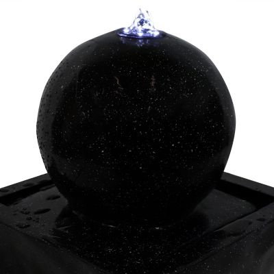 Image showing 6 th Sunnydaze Decor Outdoor Polyresin Solar Powered Black Ball Water Fountain Feature with LED Light - 30 in. - Black