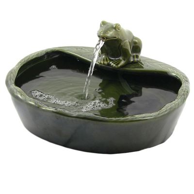 Sunnydaze Decor 7 in. Ceramic Solar Frog Outdoor Water Fountain