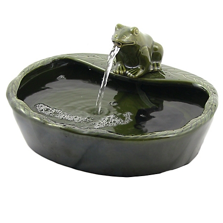 Sunnydaze Decor 7 in. Ceramic Solar Frog Outdoor Water Fountain, SL-0285