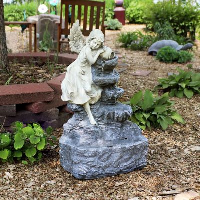 Image showing 5 th Sunnydaze Decor 29 in. 5-Tier Outdoor Angel Falls Solar Water Fountain with Battery Backup and LED Light