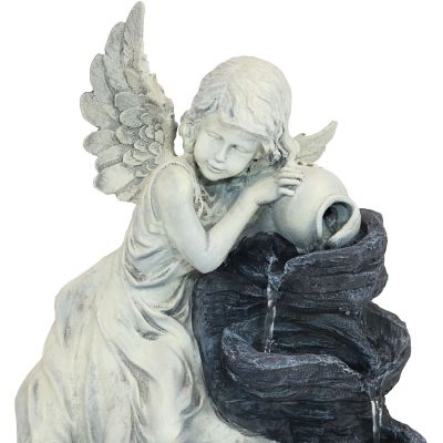 Image showing 6 th Sunnydaze Decor 29 in. 5-Tier Outdoor Angel Falls Solar Water Fountain with Battery Backup and LED Light