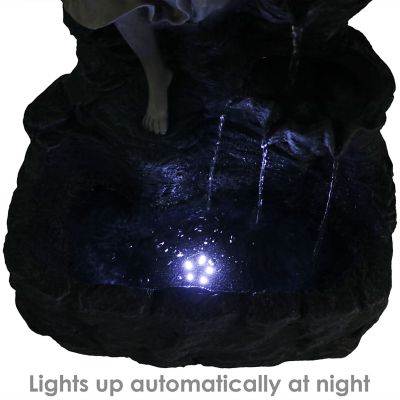 Image showing 9 th Sunnydaze Decor 29 in. 5-Tier Outdoor Angel Falls Solar Water Fountain with Battery Backup and LED Light